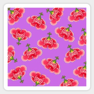 Chinese Vintage Pink and Red Flowers with Light Purple- Hong Kong Traditional Floral Pattern Sticker